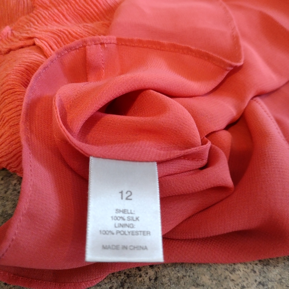 City DKNY (12) Pink Silk Cap Sleeve Blouse - Picture 6 of 10